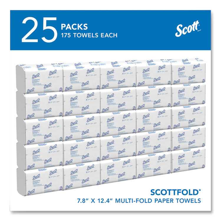 Pro Scottfold Towels, 1-Ply, 7.8 x 12.4, White, 175 Towels/Pack, 25 Packs/Carton