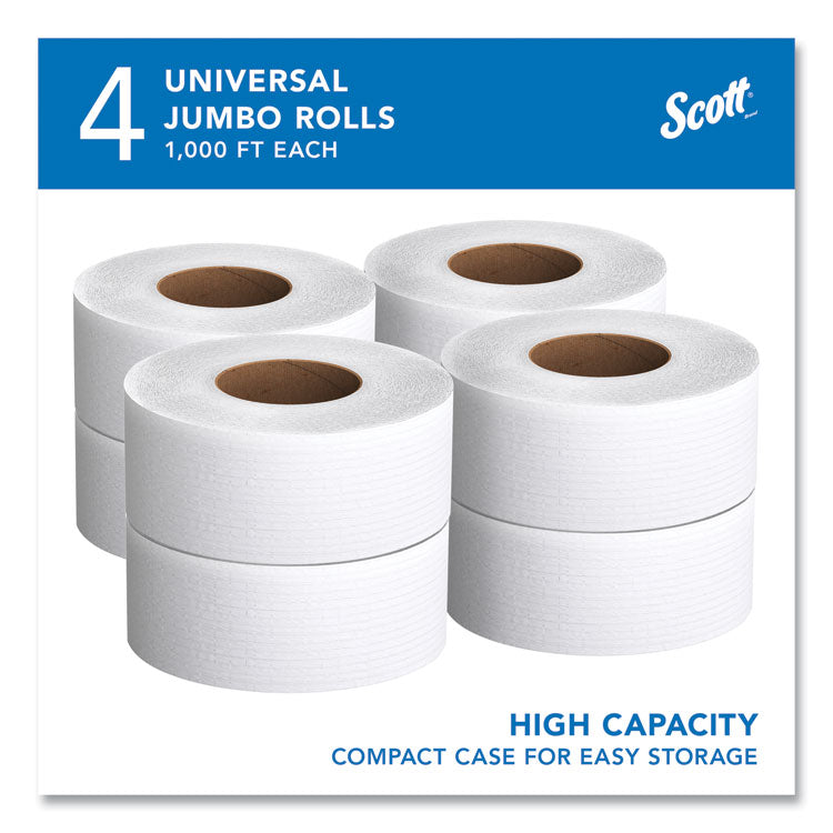 Essential JRT Jumbo Roll Bathroom Tissue, Septic Safe, 2-Ply, White, 3.55" x 1,000 ft, 4 Rolls/Carton