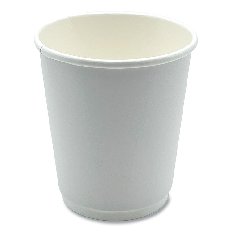 Paper Hot Cups, Double-Walled, 8 oz, White, 500/Carton