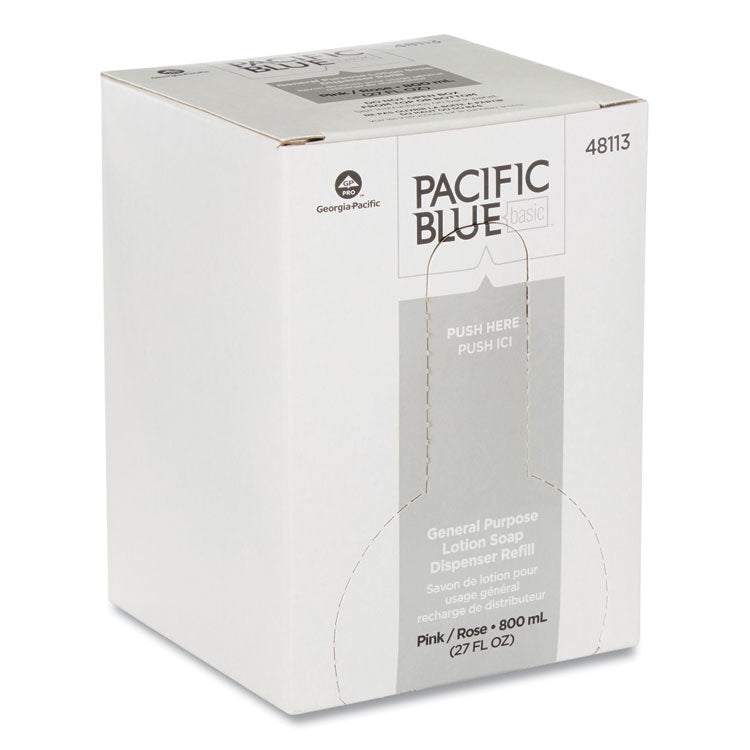 Liquid General Purpose Soap, Pink Pearlescent, 800 mL Refill, 12/Carton