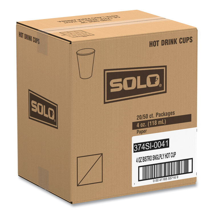Single-Sided Poly Paper Hot Cups, 4 oz, Bistro Design, 50/Pack, 20 Pack/Carton
