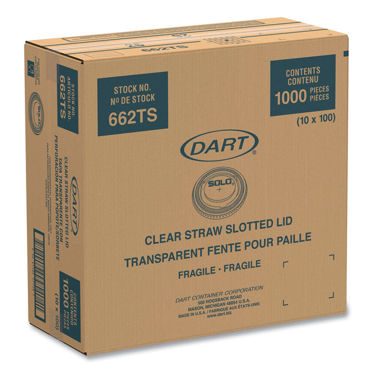 Straw-Slot Cold Cup Lids, Fits 9 oz to 20 oz Cups, Clear, 100/Sleeve, 10 Sleeves/Carton