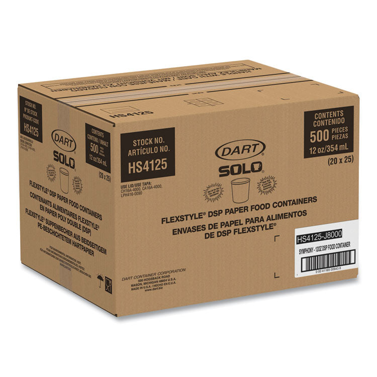 Double Poly Paper Food Containers, 12 oz, 3.6 Diameter x 3.3 h, Symphony Design, 25/Pack, 20 Packs/Carton