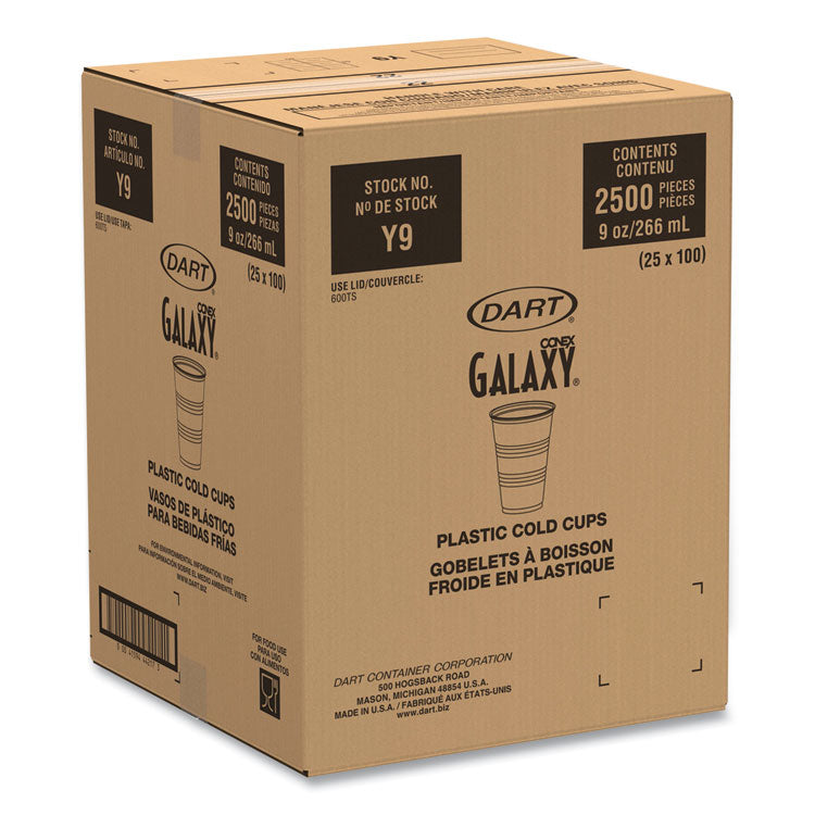 High-Impact Polystyrene Cold Cups, 9 oz, Translucent, 100 Cups/Sleeve, 25 Sleeves/Carton