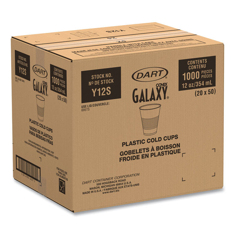 High-Impact Polystyrene Squat Cold Cups, 12 oz, Translucent, 50 Cups/Sleeve, 20 Sleeves/Carton