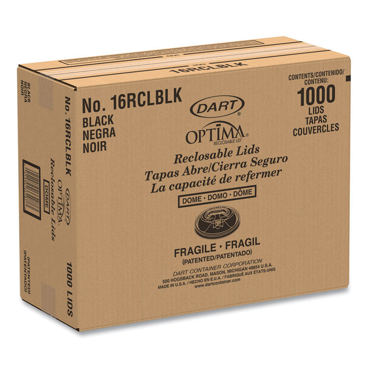 Optima Reclosable Lid, Fits 12 oz to 24 oz Foam Cups, Black, 100 Pack, 10 Packs/Carton