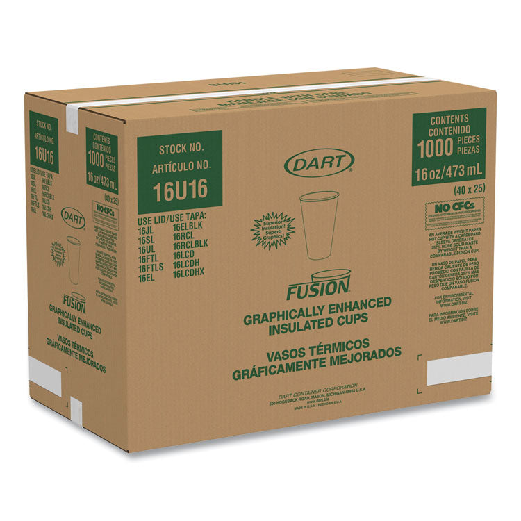 Fusion Escape Foam Hot/Cold Cups, 16 oz, Brown/Black, 1,000/Carton