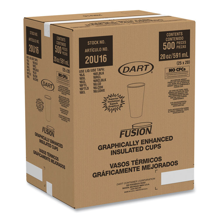 Fusion Escape Foam Hot/Cold Cups, 20 oz, Brown/Black, 500/Carton
