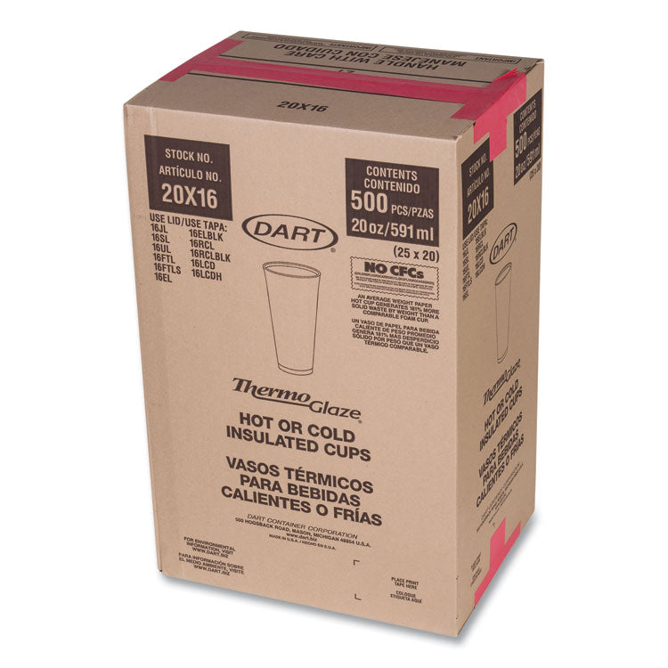 Cafe G Foam Hot/Cold Cups, 20 oz, Brown/Red/White, 20/Pack