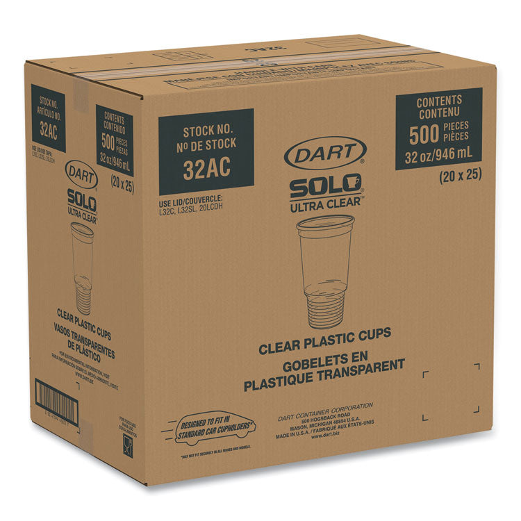 Ultra Clear Pedestal PET Cups, 32 oz, Clear, 25/Bag, 20 Bags/Carton