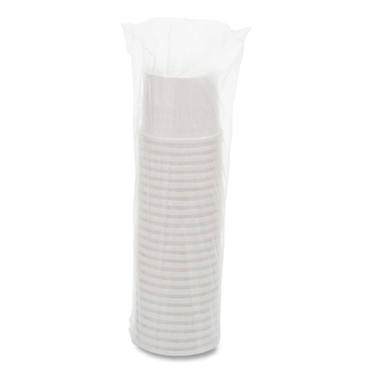 Flexstyle Double Poly Paper Containers, 12 oz, 3.6 Diameter, White, Paper, 25/Bag, 20 Bags/Carton