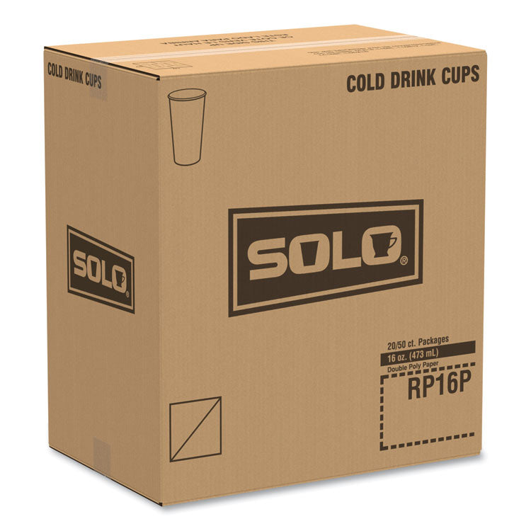Double Sided Poly (DSP) Paper Cold Cups, 16 oz, Beige/White/Red, 50/Sleeve, 20 Sleeves/Carton