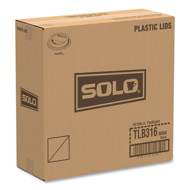 Traveler Cappuccino Style Dome Lid, Fits 10 oz to 24 oz Cups, Black, 100/Sleeve, 10 Sleeves/Carton