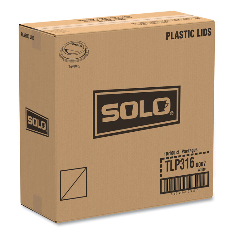 Traveler Cappuccino Style Dome Lid, Polystyrene, Fits 10 oz to 24 oz Hot Cups, White, 100/Pack, 10 Packs/Carton