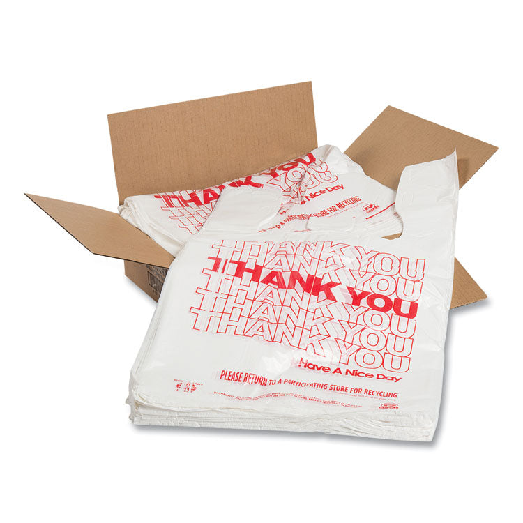 Thank You Bags, Thank You - Have a Nice Day Labeling, Cut-Out Handles, 11.5 x 20 x 20 , White/Red, 775/Carton