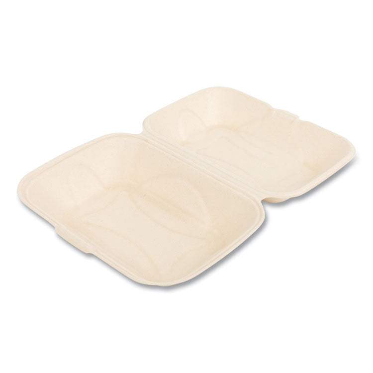 Bagasse PFAS-Free Food Containers, Hoagie/Hinged Lid, 1-Compartment, 6 x 3 x 9, Tan, Bamboo/Sugarcane, 250/Carton