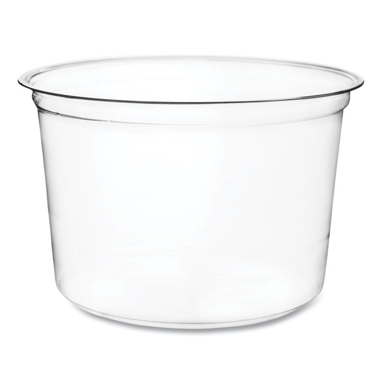 Round Deli Pots, Compostable, 16 oz, 4.6 Diameter x 3 h, Clear, Plastic, 500/Carton