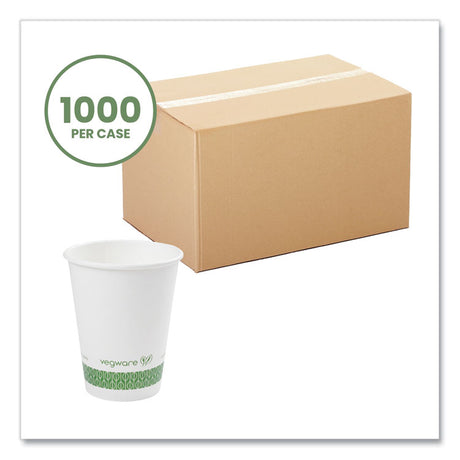 89-Series Hot Cup, Compostable, 12 oz, White/Green, 1,000/Carton