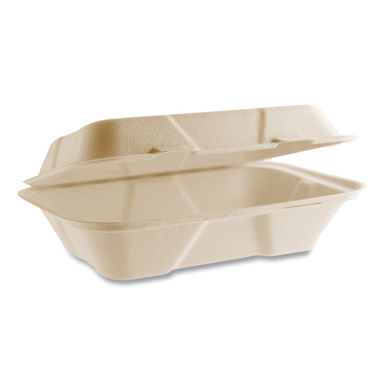Nourish Molded Fiber Takeout Containers, Compostable, 6.1 x 9 x 2.9, Natural, Sugarcane, 200/Carton