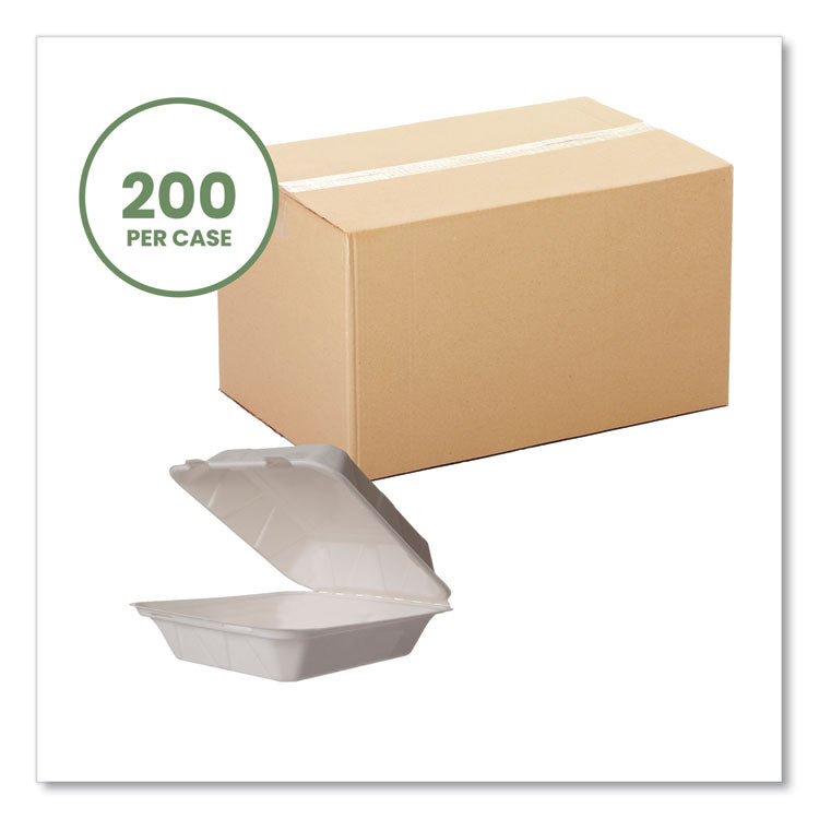 Nourish Molded Fiber Takeout Containers, Compostable, 7.9 x 7.9 x 2.9, White, Sugarcane, 200/Carton