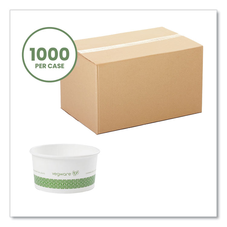 Soup Containers, Compostable, 6 oz, 3.5 Diameter x 1.7 h, Green/White, Paper, 1,000/Carton