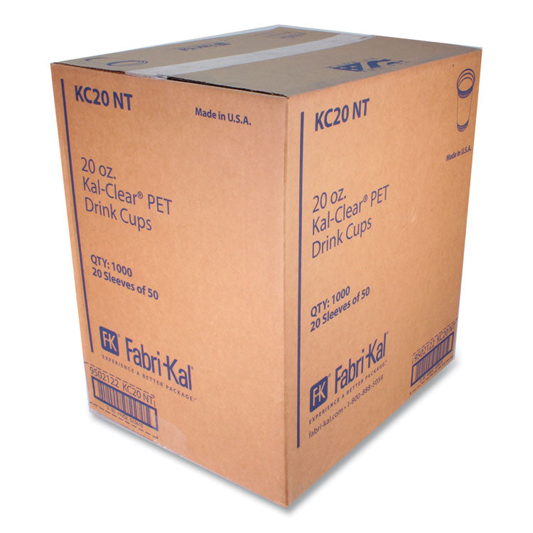 Kal-Clear PET Cold Drink Cups, 20 oz, Clear, 50/Bag, 20 Bags/Carton