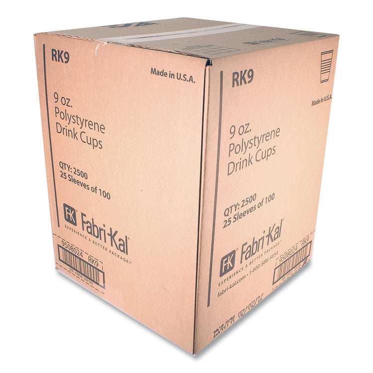 RK Ribbed Cold Drink Cups, 9 oz, Clear, 100/Sleeve, 25 Sleeves/Carton