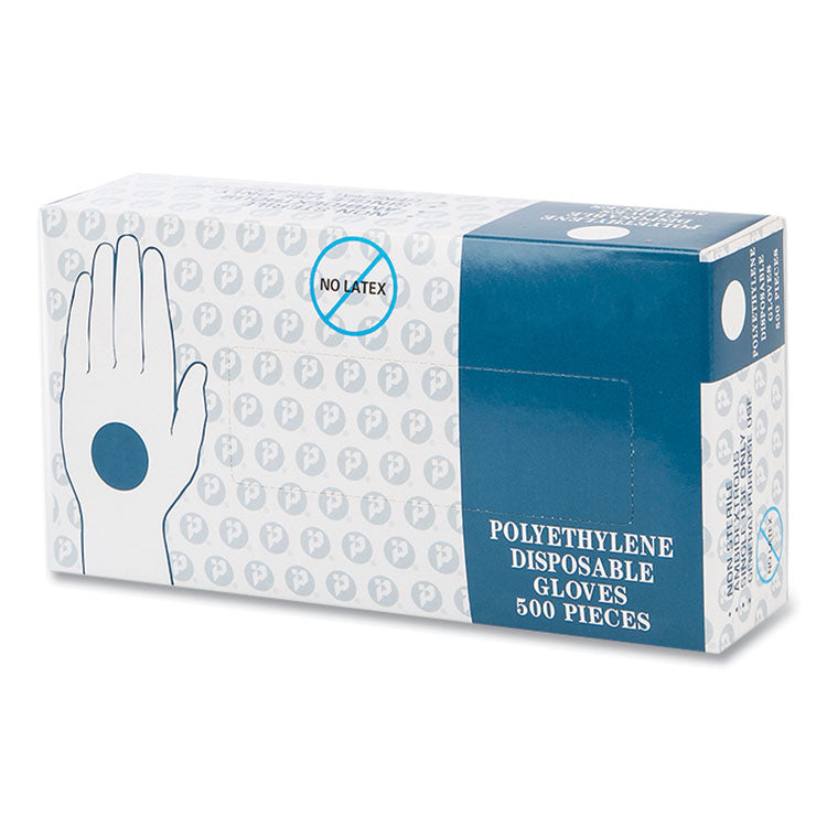 Embossed Polyethylene Disposable Gloves, Large, Powder-Free, Clear, 500/Box, 4 Boxes/Carton