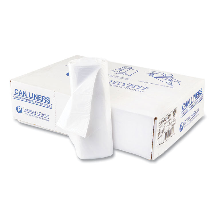 High-Density Commercial Can Liners, 33 gal, 16 mic, 33 x 40 , Clear, Interleaved Roll, 25 Bags/Roll, 10 Rolls/Carton