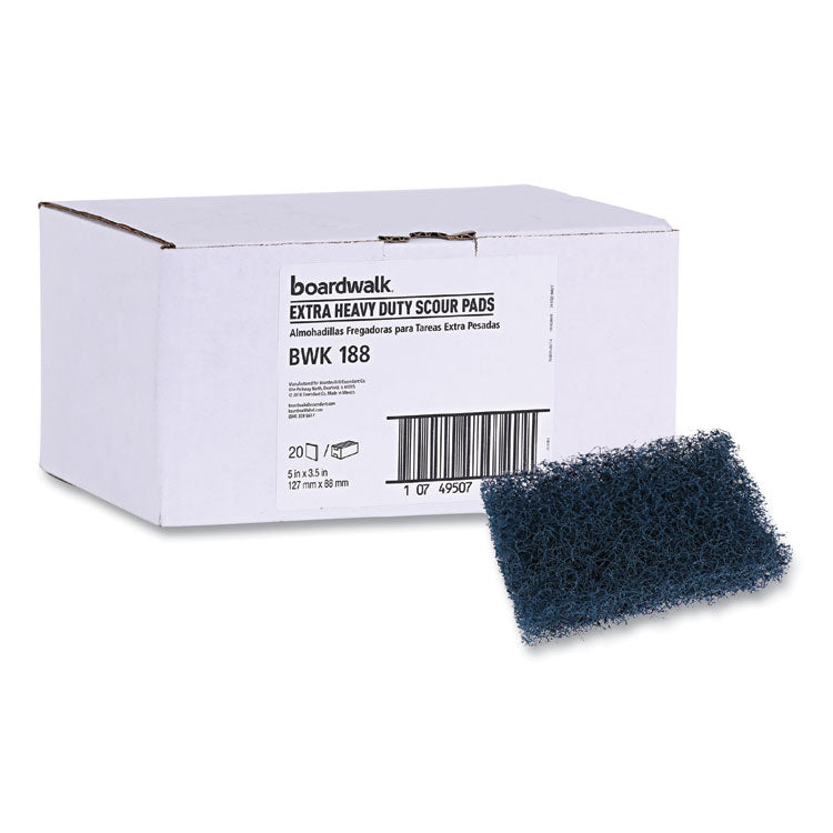 Extra Heavy-Duty Scour Pad, 3.5 x 5, Dark Blue, 20/Carton