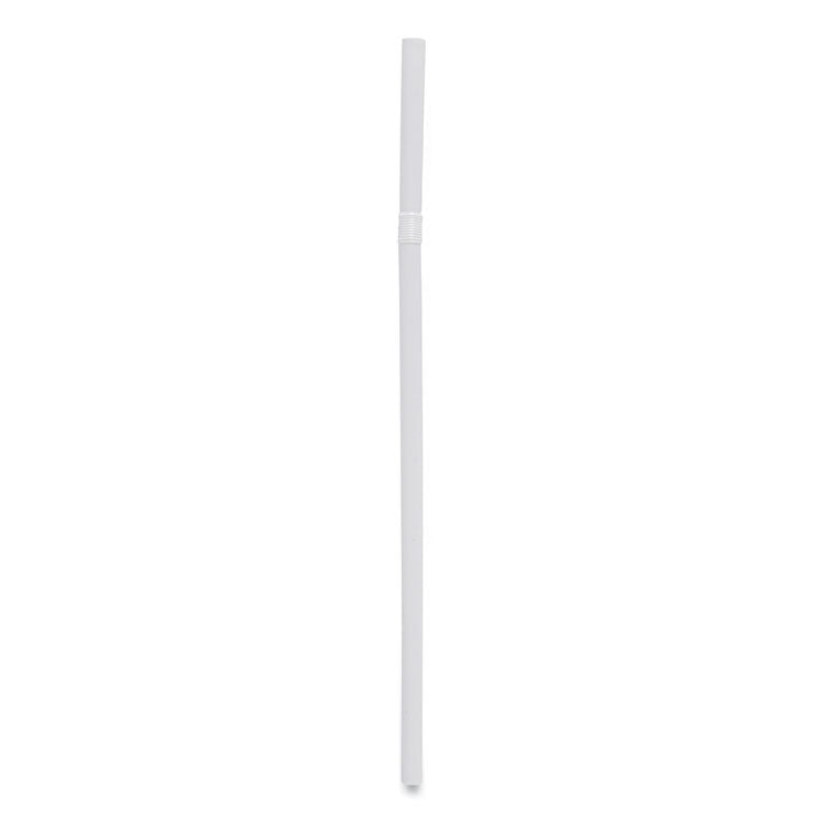Flexible Wrapped Straws, 7.75", Plastic, White, 500/Pack, 20 Packs/Carton