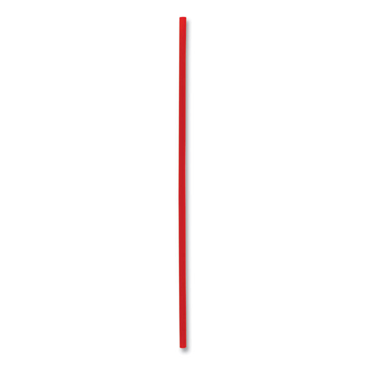 Single-Tube Stir-Straws,5.25", Polypropylene, Red, 1,000/Pack, 10 Packs/Carton
