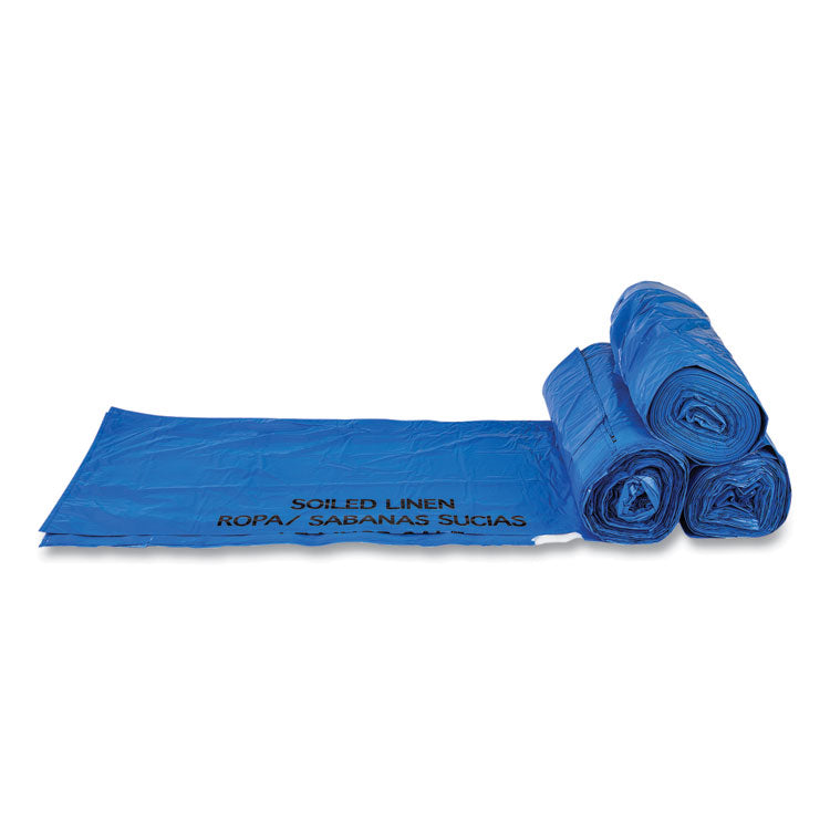 Draw-Tuff Institutional Draw-Tape Can Liners, Drawstring, 30 gal, 1 mil, 30.5 x 40 , Blue, 25 Bags/Roll, 8 Rolls/Carton