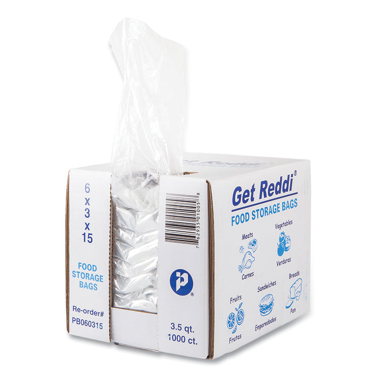 Food Bags, 112 oz, 6" x 3" x 15", Clear, 1,000/Carton