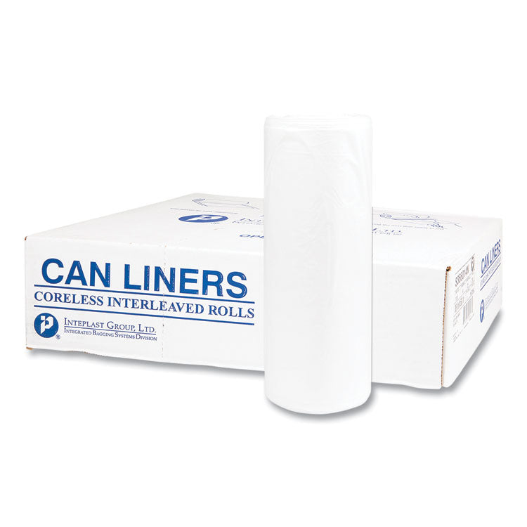 High-Density Commercial Can Liners, 55 gal, 14 mic, 36 x 60 , Clear, Interleaved Roll, 25 Bags/Roll, 8 Rolls/Carton
