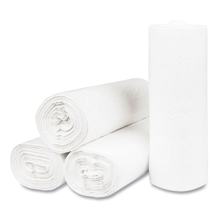 High-Density Commercial Can Liners, 55 gal, 17 mic, 36 x 60 , Clear, Interleaved Roll, 25 Bags/Roll, 8 Rolls/Carton