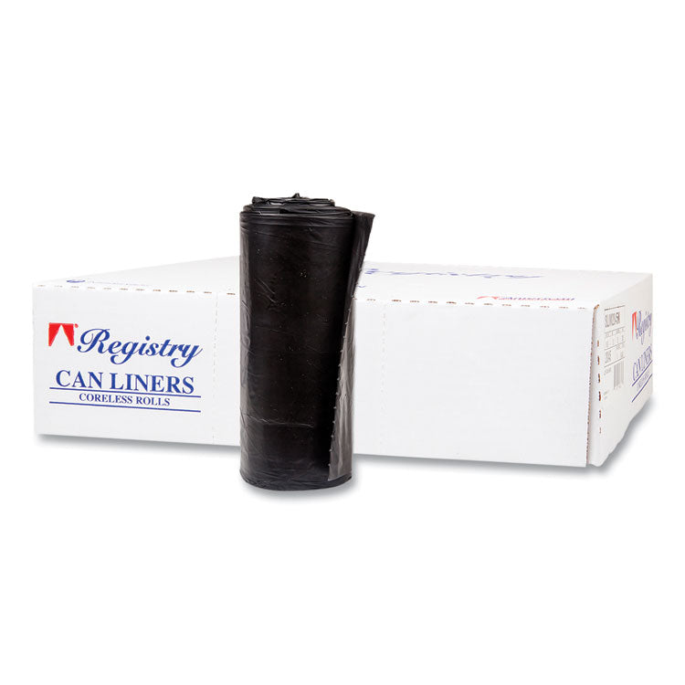 High-Density Commercial Can Liners, 60 gal, 17 mic, 38 x 60 , Black, Interleaved Roll, 25 Bags/Roll, 8 Rolls/Carton