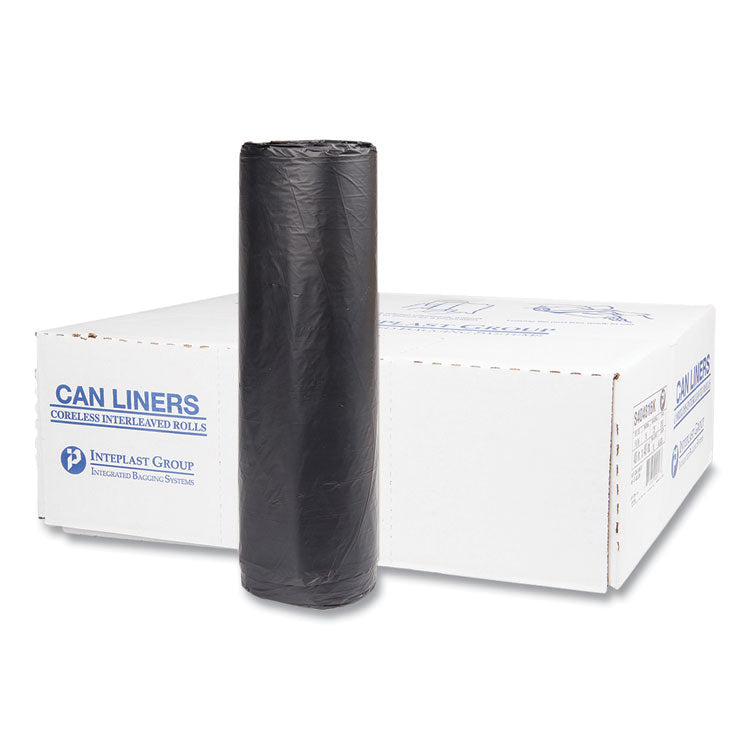 High-Density Commercial Can Liners, 45 gal, 16 mic, 40 x 48 , Black, Interleaved Roll, 25 Bags/Roll, 10 Rolls/Carton