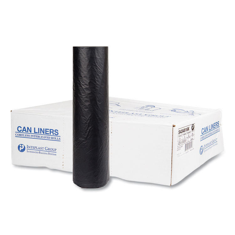 High-Density Commercial Can Liners, 60 gal, 16 mic, 43 x 48 , Black, Interleaved Roll, 25 Bags/Roll, 8 Rolls/Carton