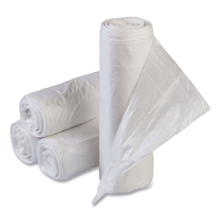 Low-Density Commercial Can Liners, 60 gal, 1.15 mil, 38 x 58 , Clear, Interleaved Roll, 20 Bags/Roll, 5 Rolls/Carton