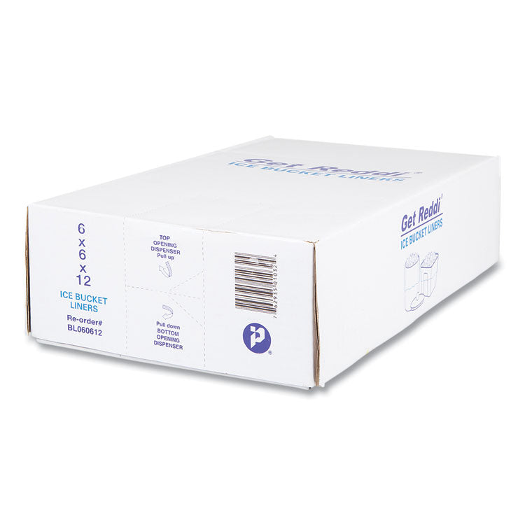 Ice Bucket Liner Bags, 96 oz, 6 x 6 x 12 , Clear, 1,000/Carton