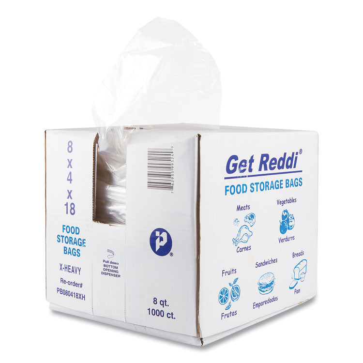 Food and Utility Bags, 2 gal, 8 x 4 x 18 , Clear, 1,000/Carton