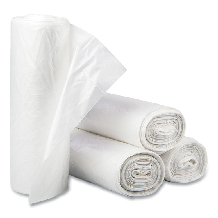 High-Density Commercial Can Liners, 30 gal, 13 mic, 30 x 37 , Clear, Interleaved Roll, 25 Bags/Roll, 20 Rolls/Carton