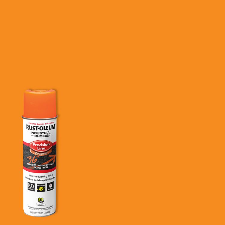 Industrial Choice Precision Line Marking Paint, Flat Fluorescent Orange, 17 oz Aerosol Can, 12/Carton