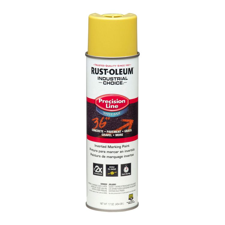 Industrial Choice Precision Line Marking Paint, Flat High-Visibility Yellow, 17 oz Aerosol Can, 12/Carton