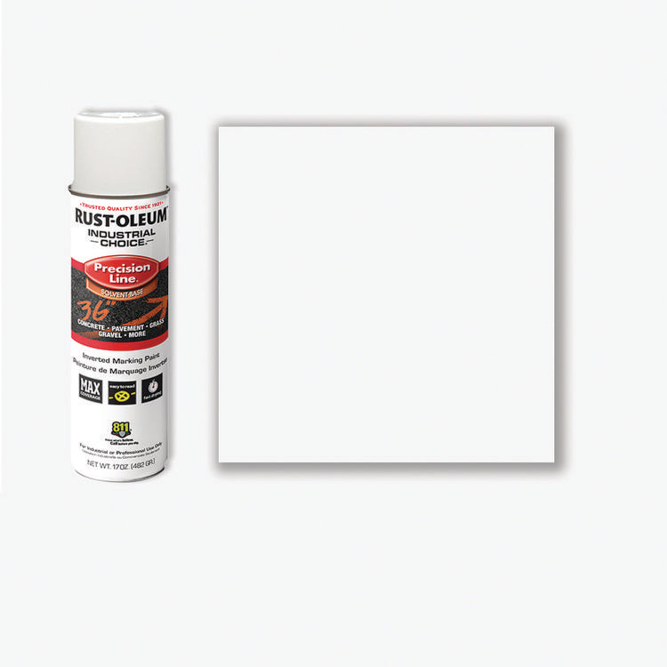Industrial Choice M1600 System Solvent-Based Precision Line Marking Paint, Flat White, 17 oz Aerosol Can, 12/Carton