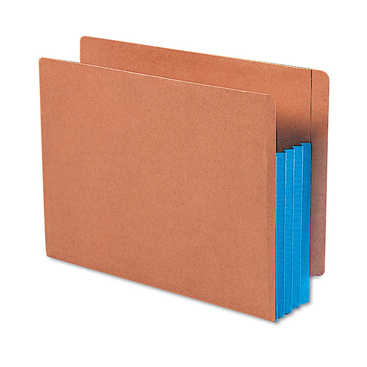 Redrope Drop-Front End Tab File Pockets, Fully Lined 6.5" High Gussets, 3.5" Expansion, Letter Size, Redrope/Blue, 10/Box