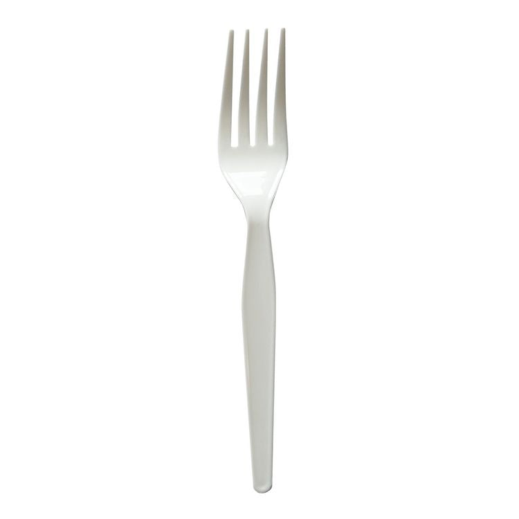 Heavyweight Wrapped Polystyrene Cutlery, Fork, White, 1,000/Carton