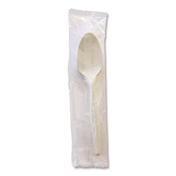 Mediumweight Wrapped Polystyrene Cutlery, Teaspoon, White, 1,000/Carton