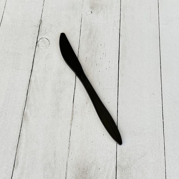 Mediumweight Polypropylene Cutlery, Knife, Black, 1,000/Carton